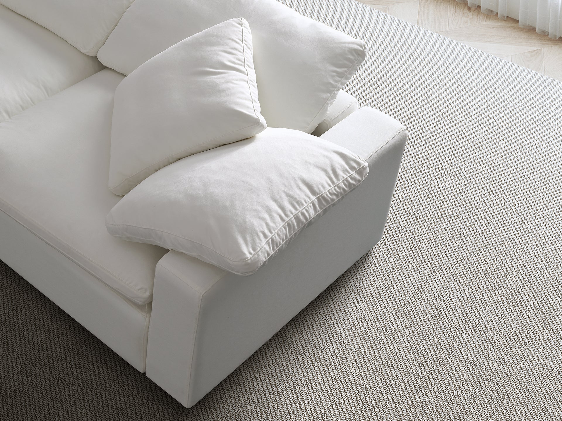 Aria 3 seater linear sofa in stain resistant fabric