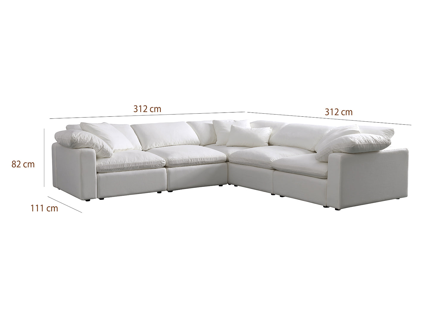 Aria 6 seater L-shaped corner sectional sofa