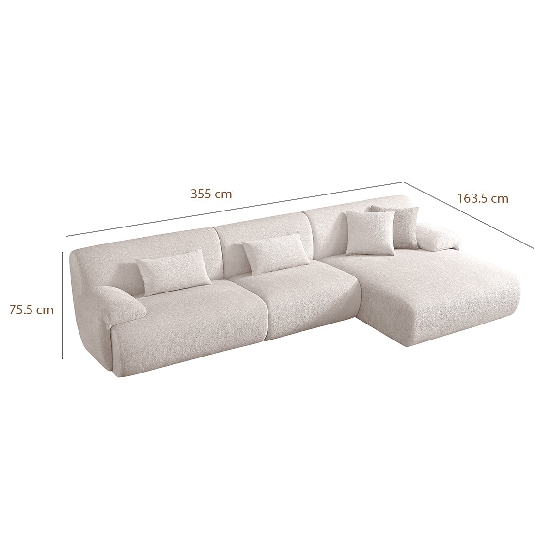 Eclipse 5 seater with chaise L-shaped sofa
