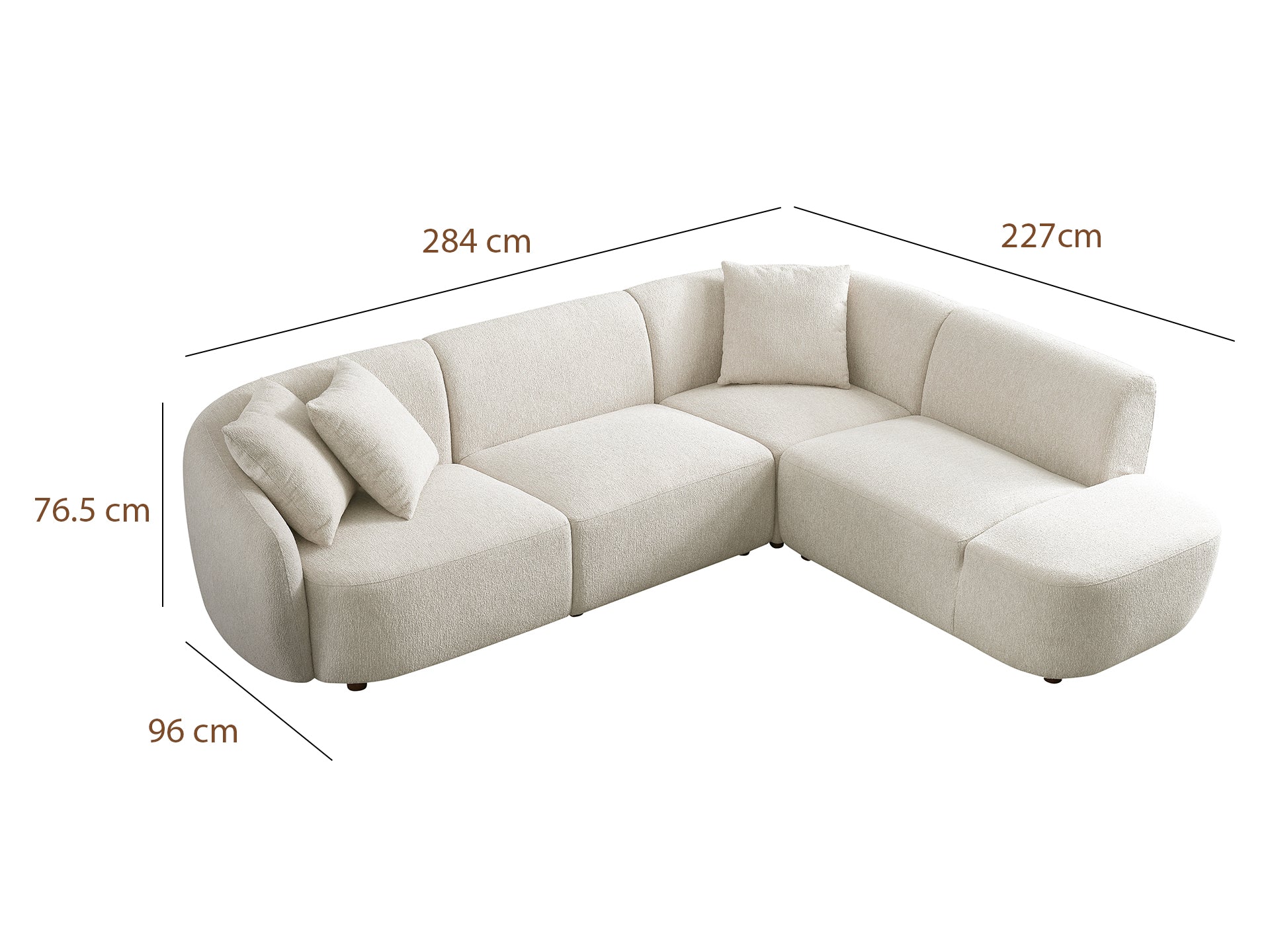 Elise Endurance fabric 5 seater corner L-shaped sofa