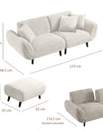 Huebert 3 seater sofa with ottoman and movable backrest