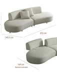 Pecan Endurance fabric 3 seater curved sofa with movable backrest