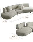 Pecan Endurance fabric 5 seater curved sofa with movable backrest