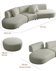 Pecan Endurance fabric 5 seater curved sofa with ottoman and movable backrest