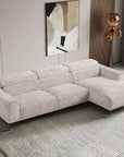 Samuel 4 seater robot vacuum friendly L-shaped sofa with adjustable headrest