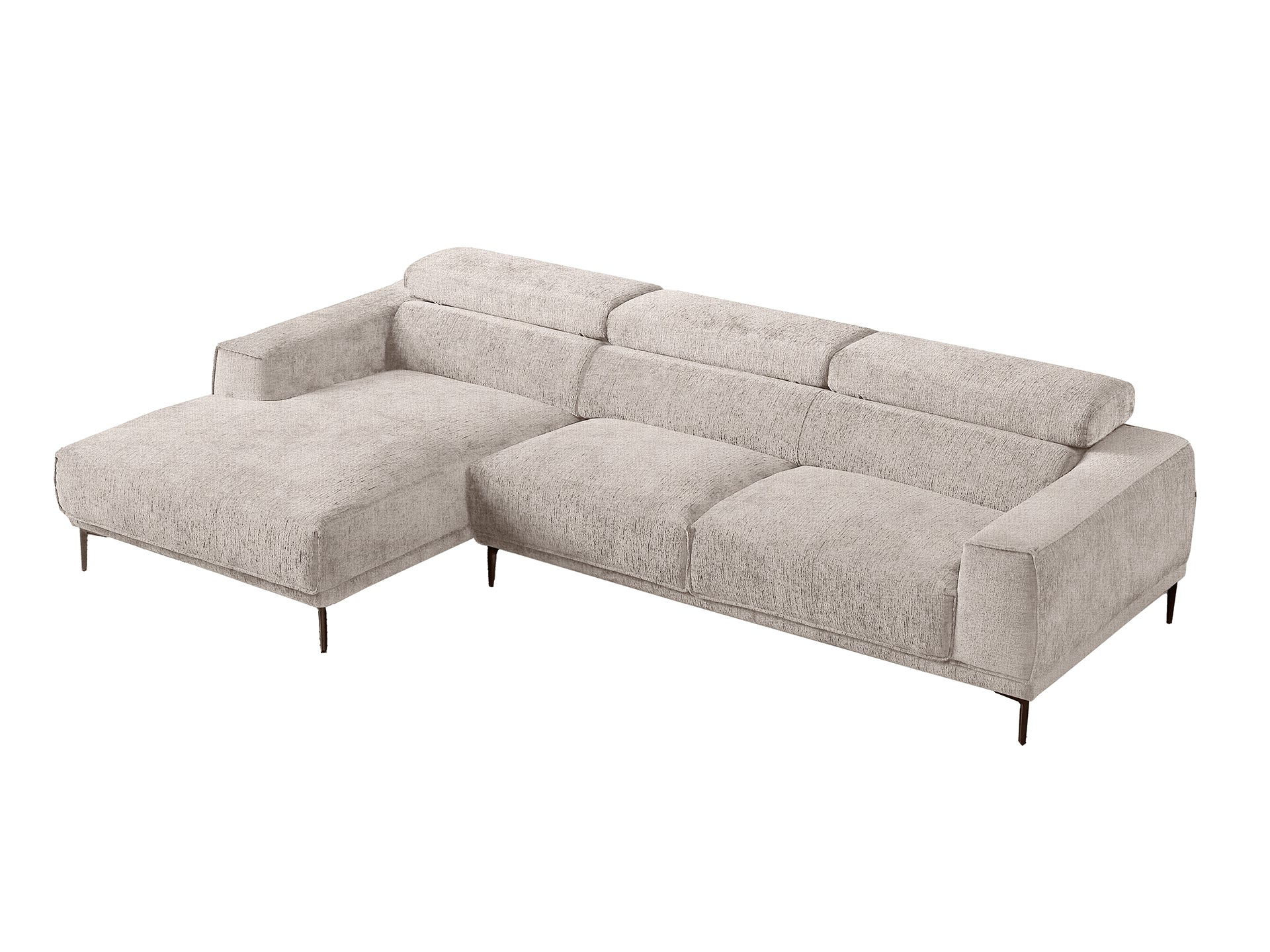 Samuel 5 seater robot vacuum friendly  L-shaped sofa with adjustable headrest