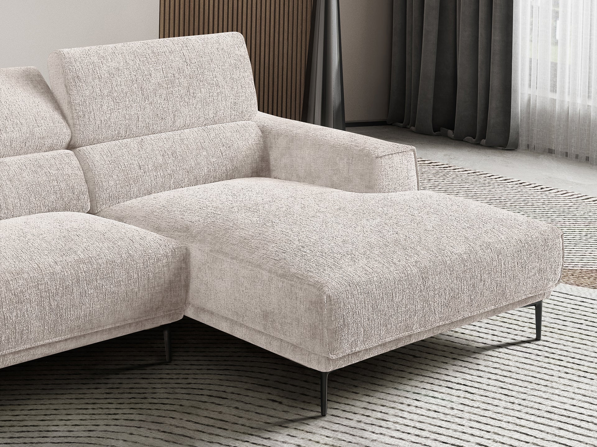 Samuel 5 seater robot vacuum friendly  L-shaped sofa with adjustable headrest