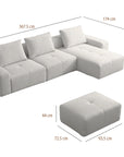 Valarie 5 seater L-shaped sofa with chaise and ottoman