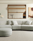 Pecan Endurance fabric 5 seater curved sofa with ottoman and movable backrest