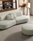 Pecan Endurance fabric 3 seater curved sofa with ottoman and movable backrest