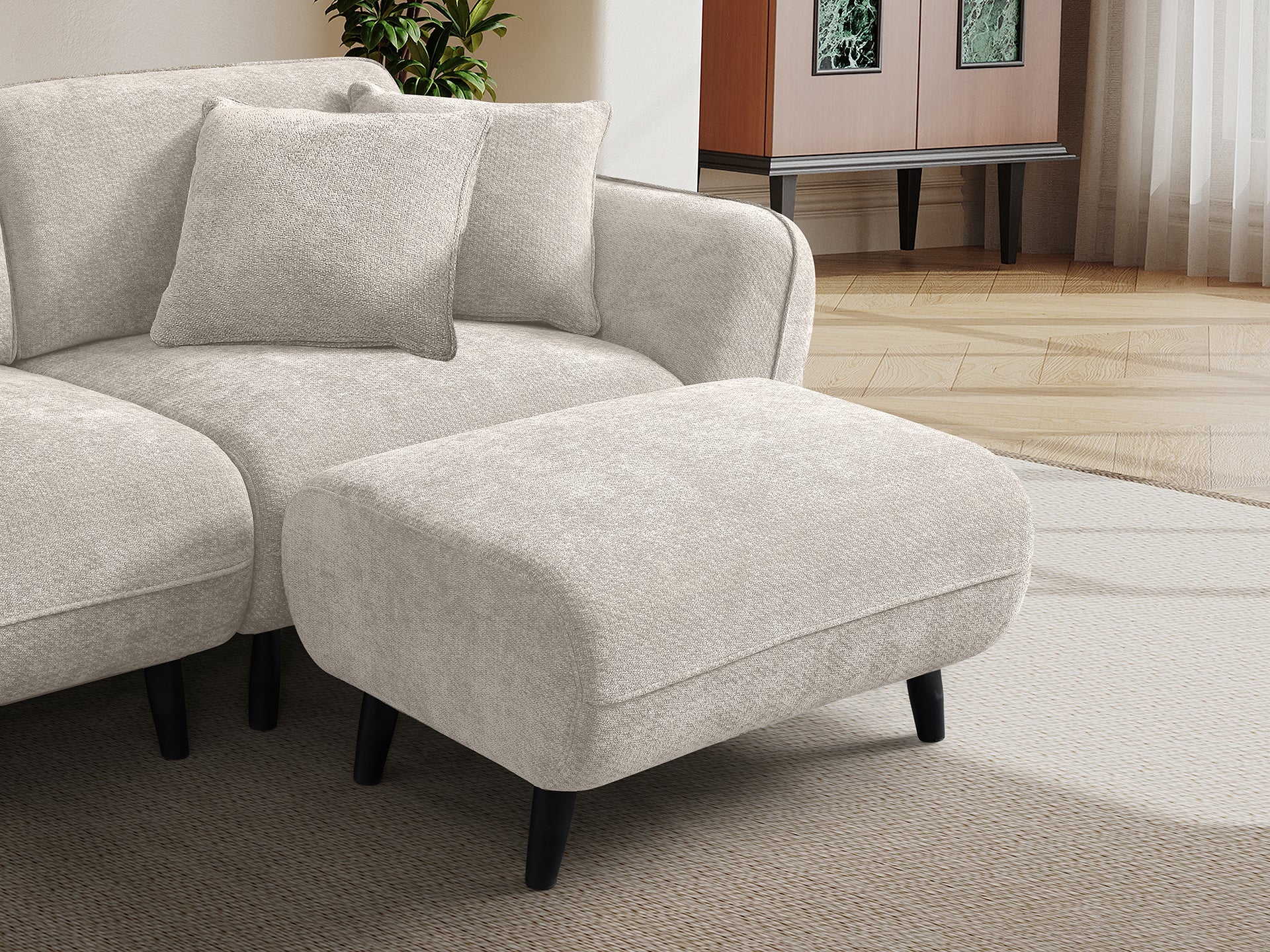 Huebert 3 seater sofa with ottoman and movable backrest
