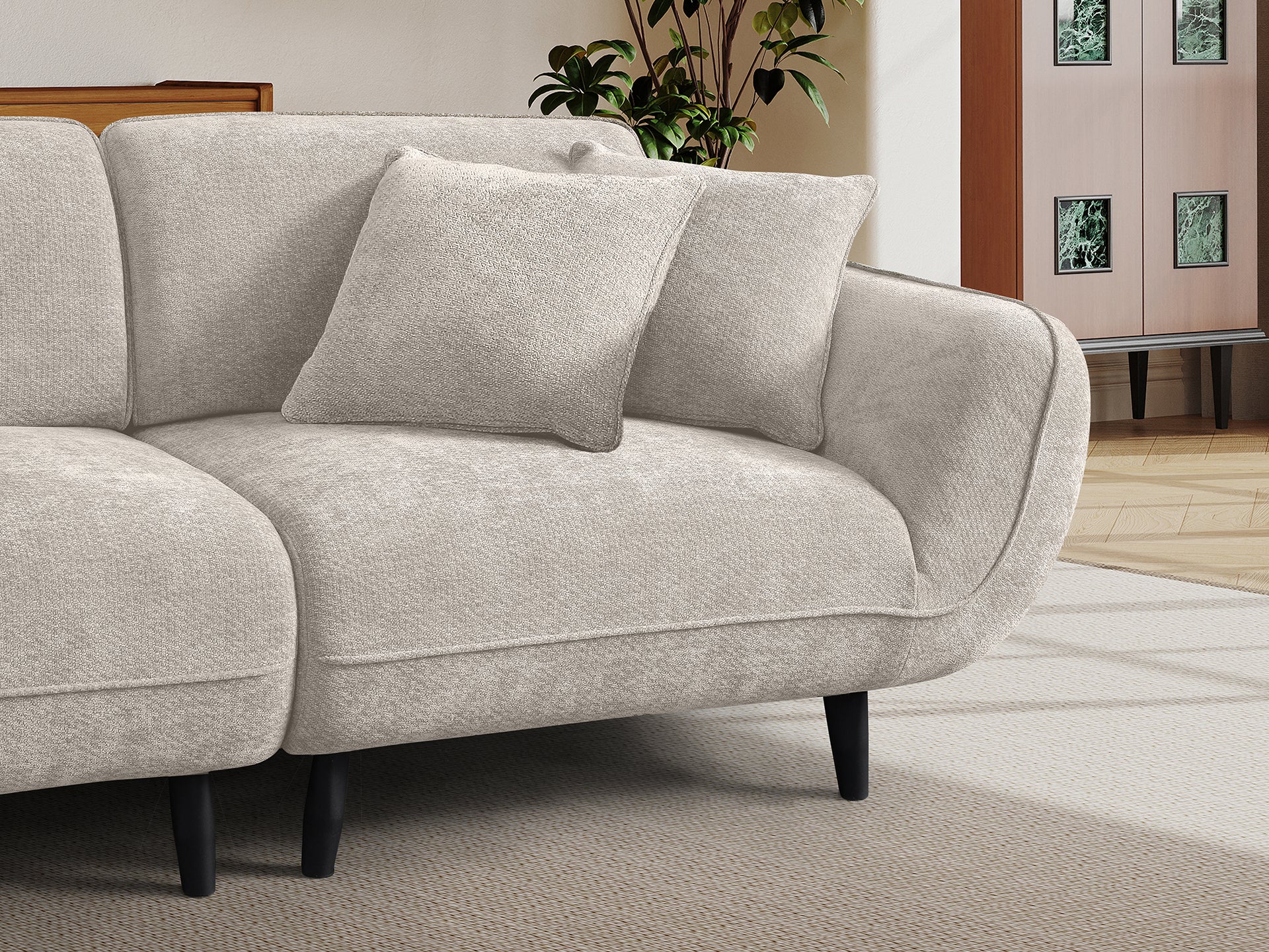 Huebert 3 seater sofa with ottoman and movable backrest