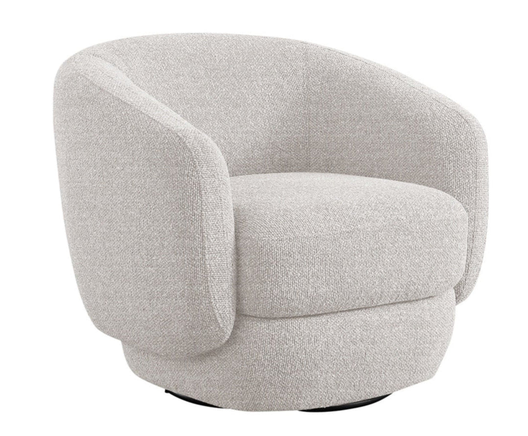 Pearl white Lennon Swivel Armchair on a white background