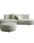 Pecan Endurance fabric 3 seater curved sofa with ottoman and movable backrest