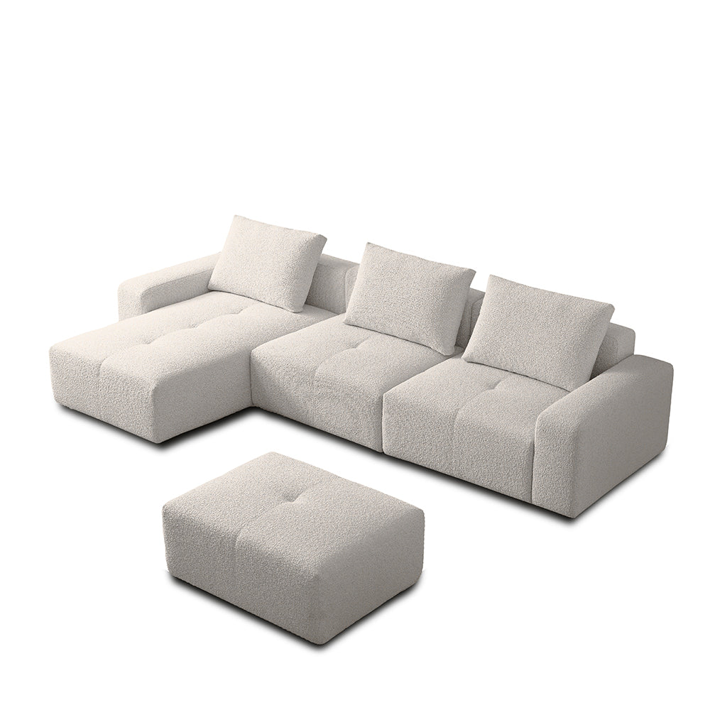 Valarie 5 seater L-shaped sofa with chaise and ottoman