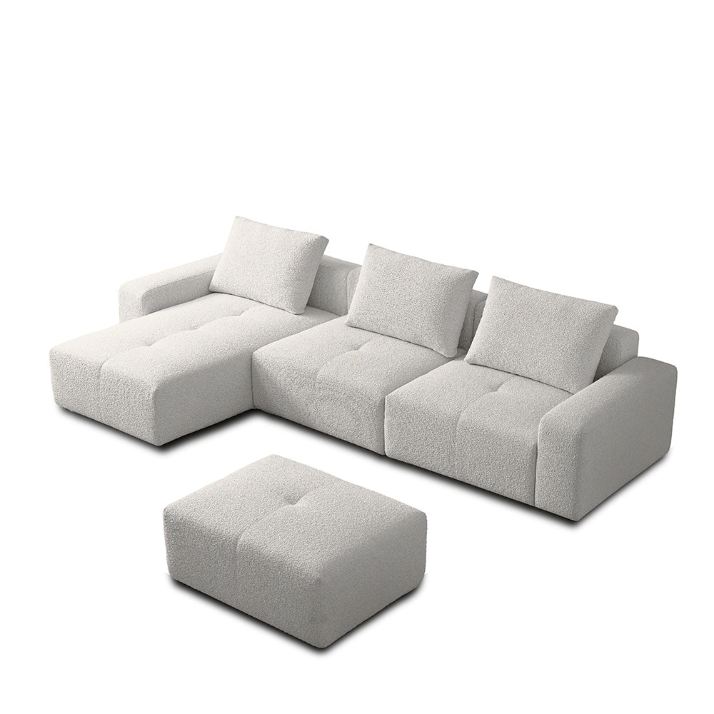 Valarie 5 seater L-shaped sofa with chaise and ottoman