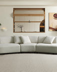 Pecan Endurance fabric 5 seater curved sofa with movable backrest