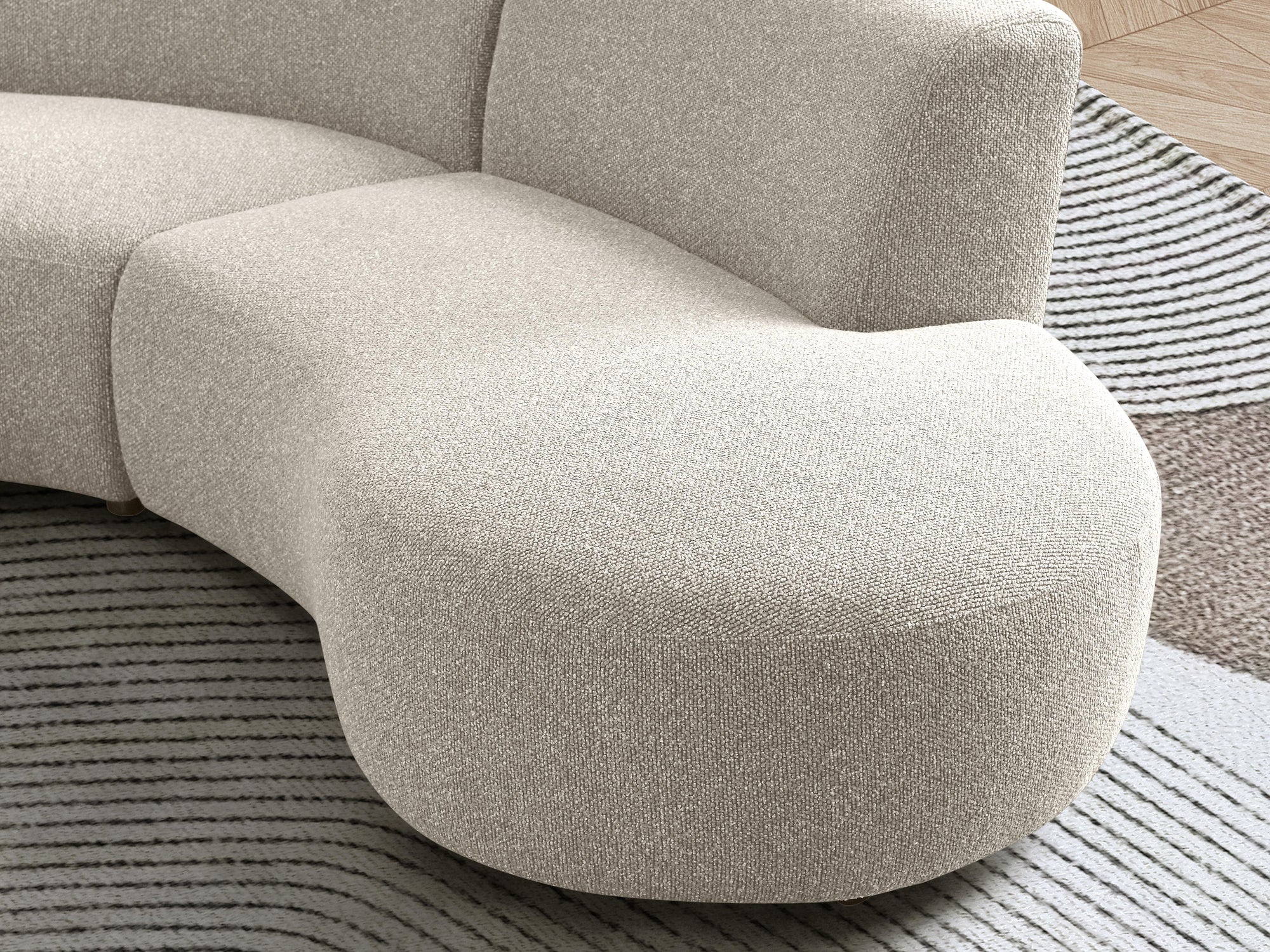 Chase 3 seater with curved chaise sectional sofa